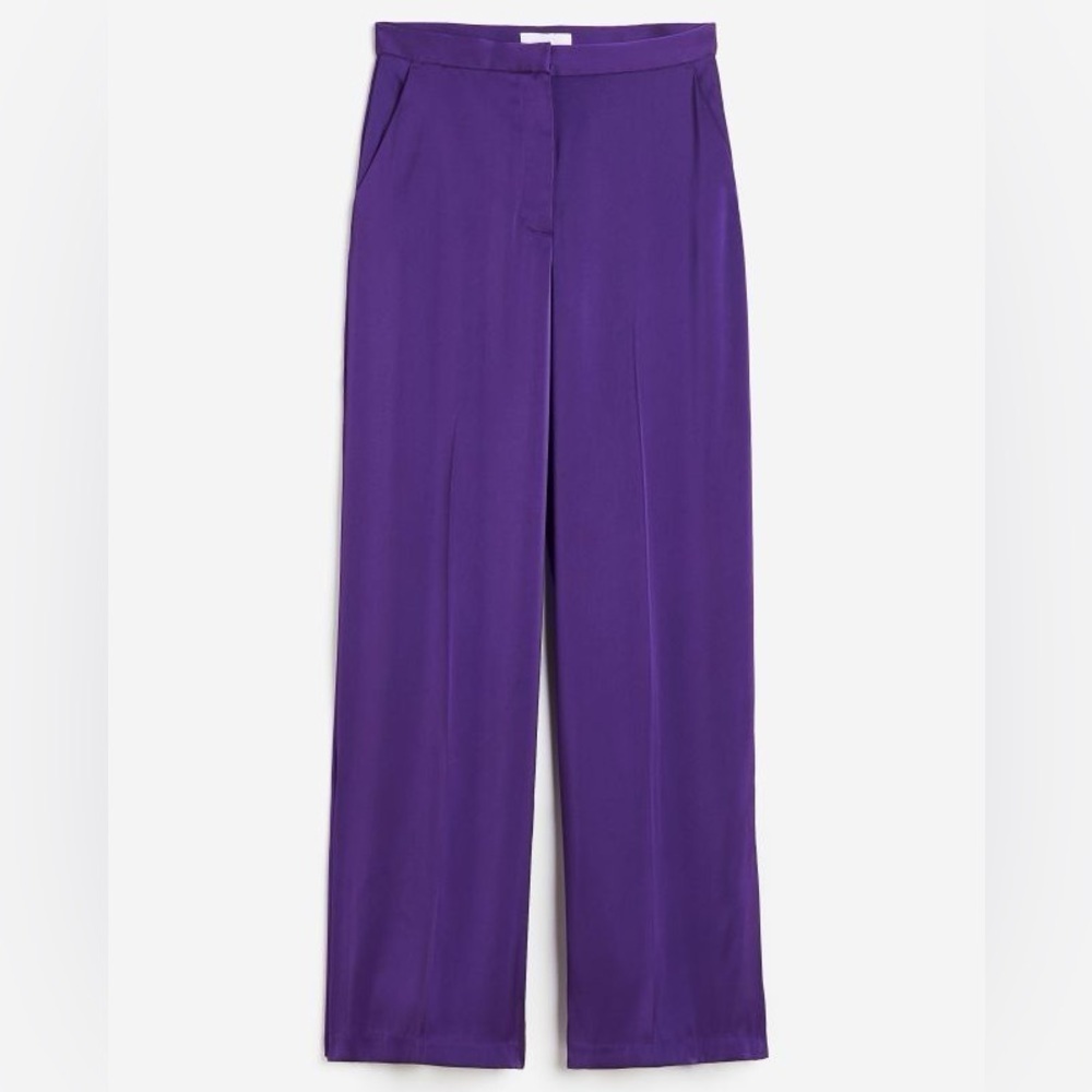Wide leg purple satin pants - Picture 7 of 11